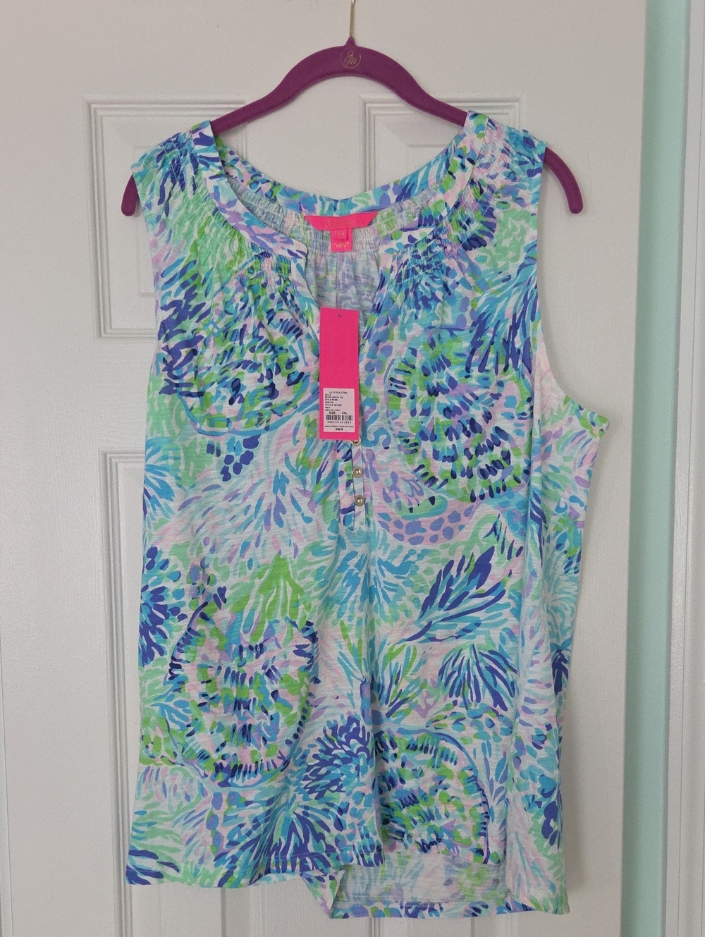 Lilly Pulitzer Blue, Green & Purple Printed Sleeveless Tank